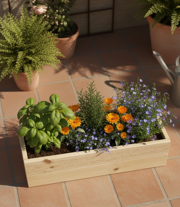 אדנית גינה עץ אורן מלא דגם DANI