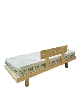 בסיס מיטה יחיד עם מעקה בטיחות + מזרון 80X190 עץ אורן מלא כולל הובלה והרכבה