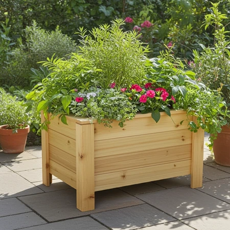 אדנית גינה עץ אורן מלא דגם Square