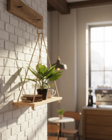 מדפים לתלייה עץ אורן מלא דגם ketty