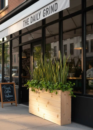 אדנית גינה עץ אורן מלא דגם wall