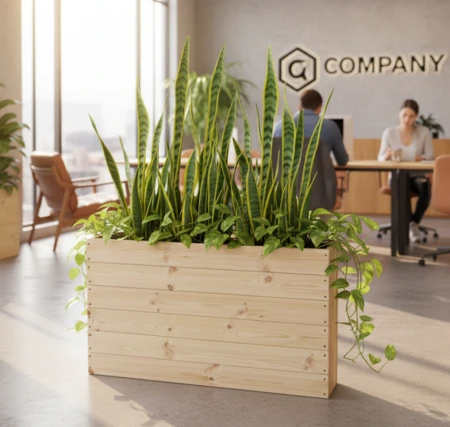 אדנית גינה עץ אורן מלא דגם wall