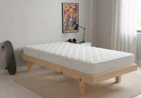 בסיס מיטה יחיד עם מסגרת + מזרן 80X190 עץ אורן מלא