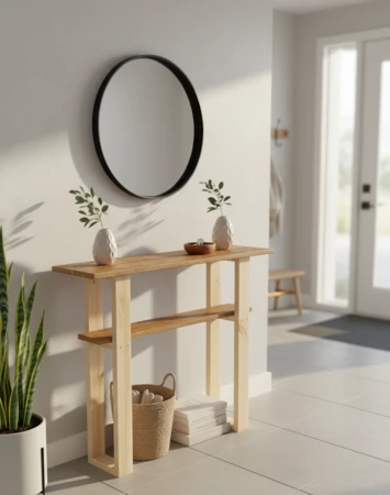 קונסולת כניסה אלגנטית עץ אורן מלא דגם "אוריאן"